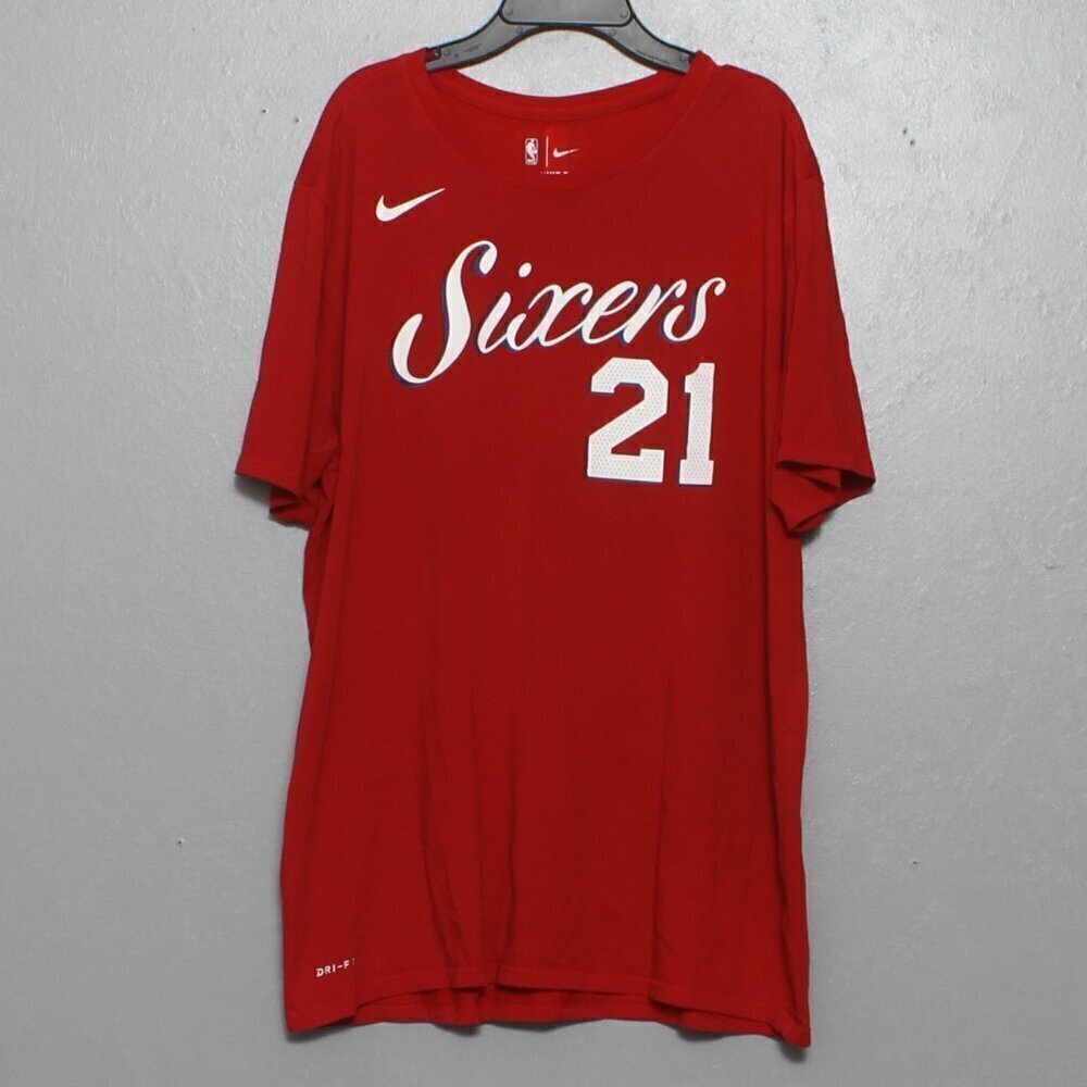Nike nba sixers embiid red short sleeve tee